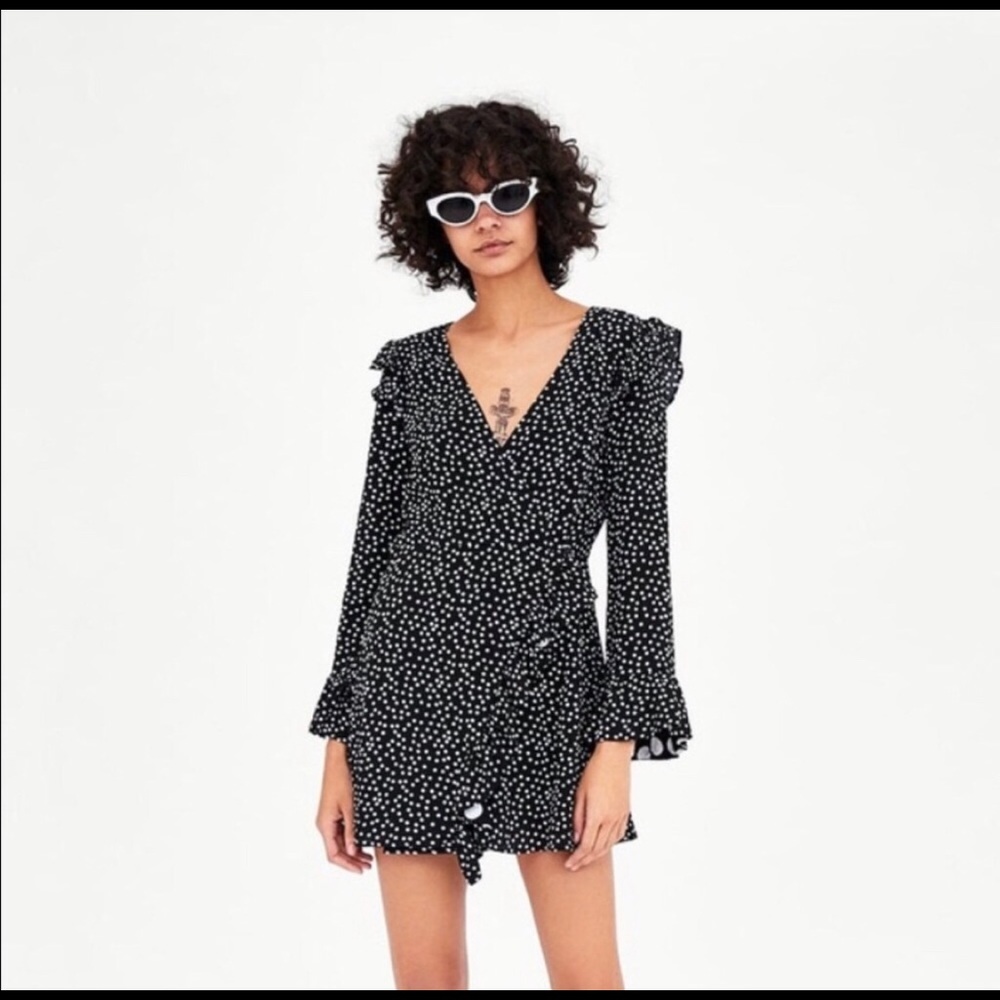 Zara trafaluc polka dot mini wrap romper